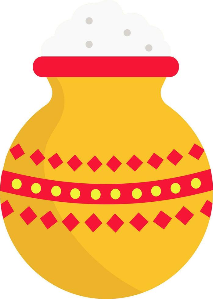 Isolated Rice Pot Colorful Icon In Red And Yellow Color. vector