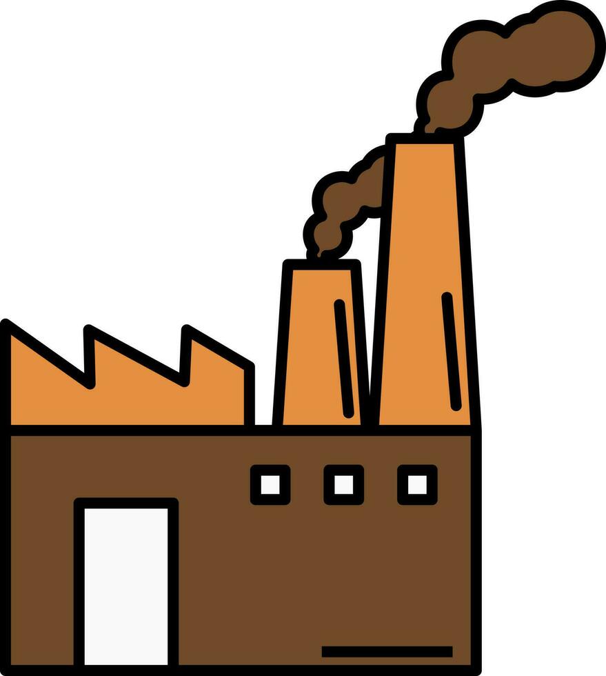 Factory Outing Smoke Icon In Orange And Brown Color. vector