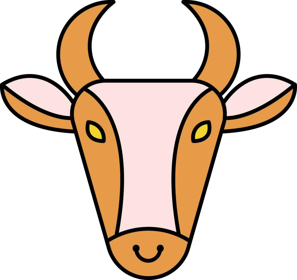 vaca o toro cara icono en naranja y rosado color. vector