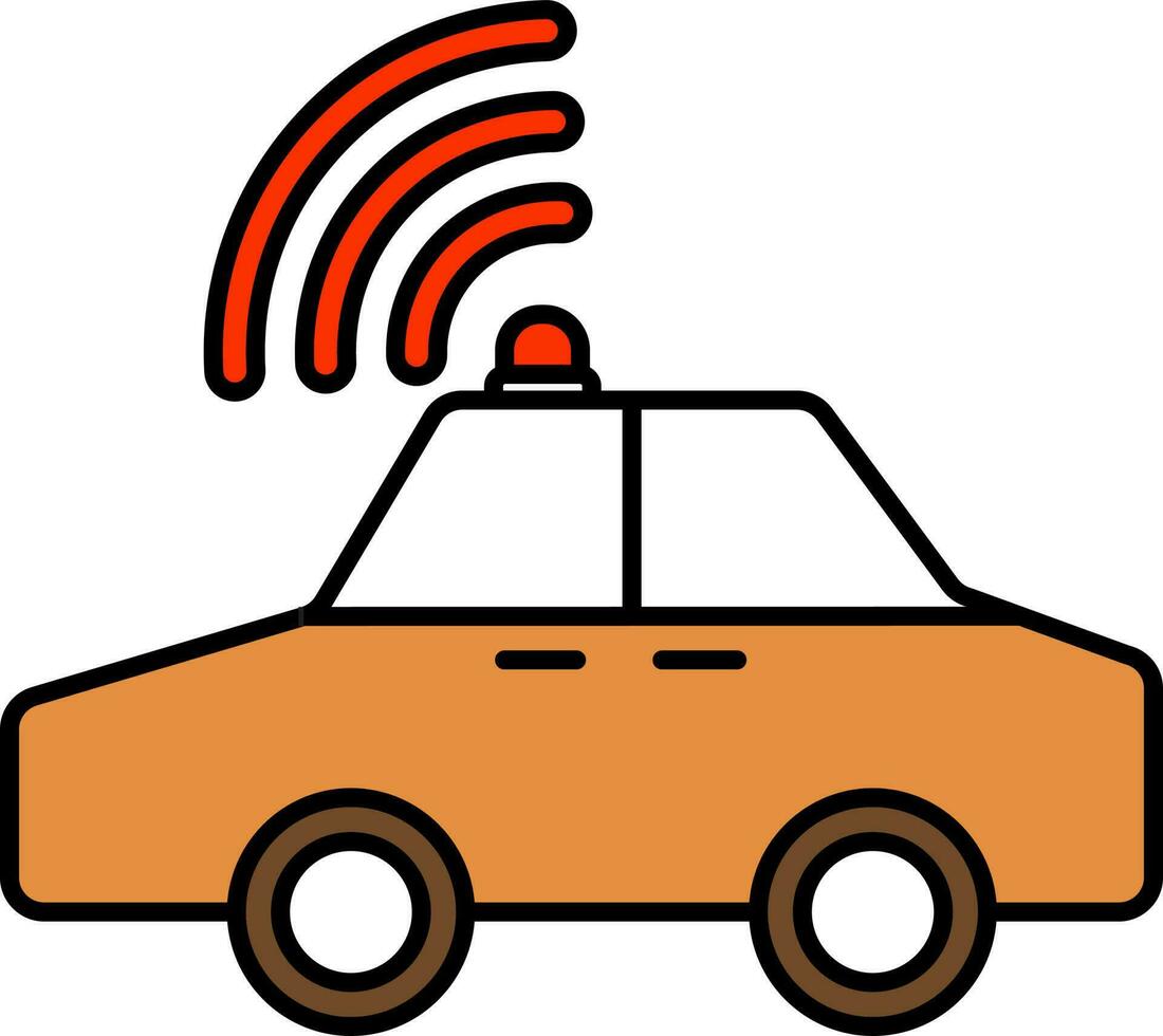 Siren Noise Van Icon In Red And Orange Color. vector