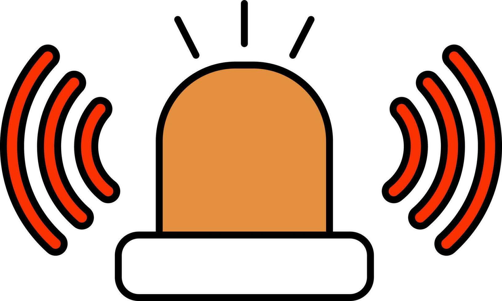 Ring Siren Flat Noise Icon In Red And Orange Icon. vector