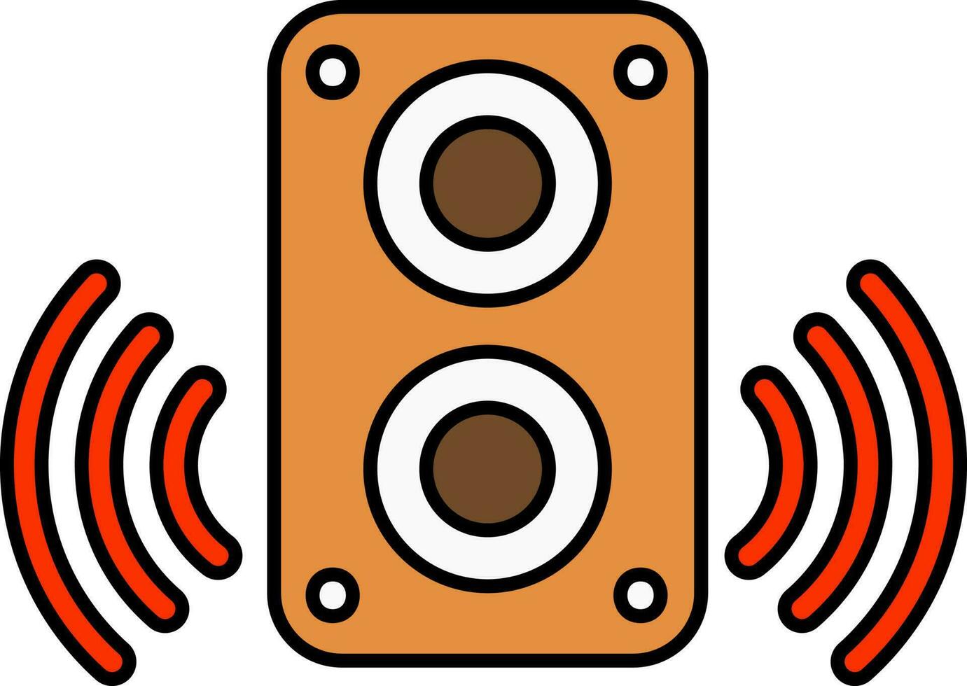 Sound Speaker With Rays Red And Orange And Red Icon. vector