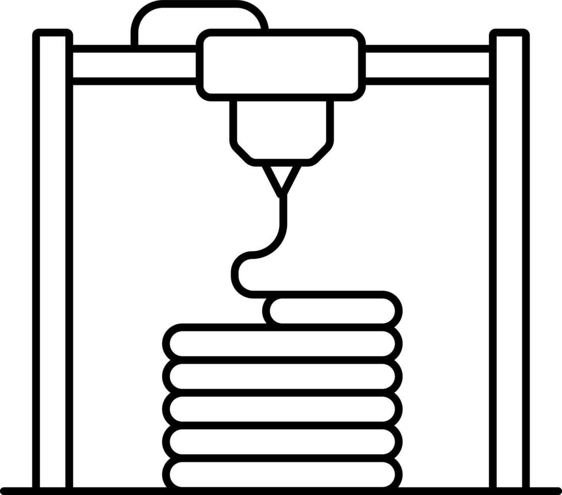3d Printer Icon In Line Art. vector