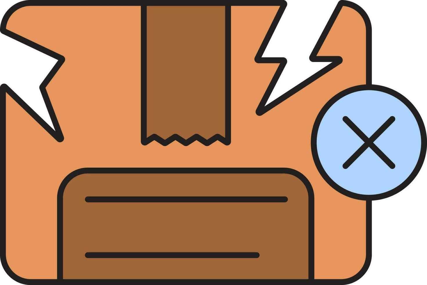 Illustration of Damaged Box Icon In Brown Color. vector