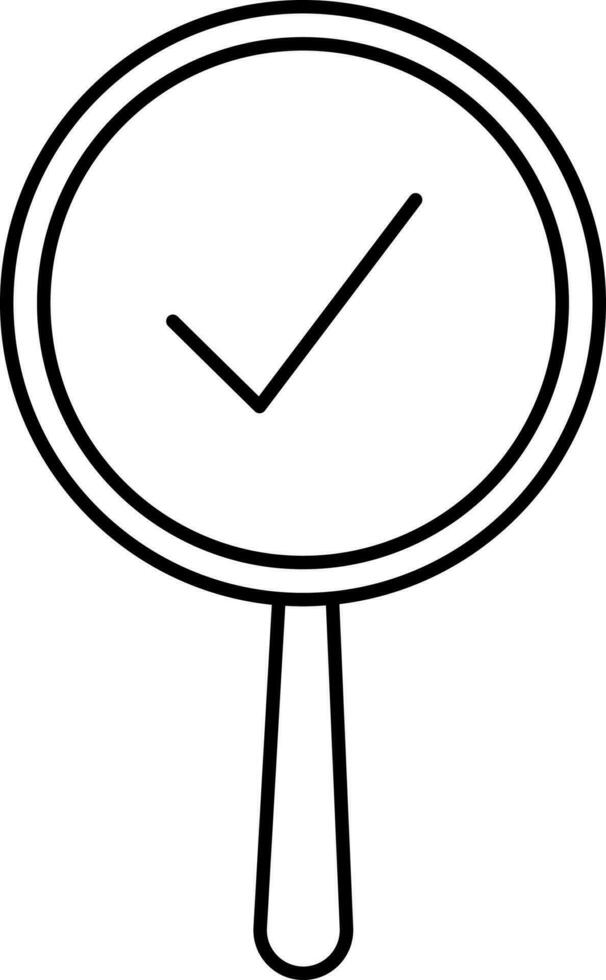 Check Mark With Magnifying Glass Icon Thin Line Art. vector