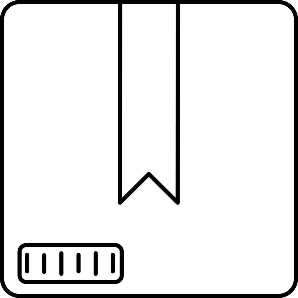 Isolated Deliery Box With Barcode Label Outline Icon. vector