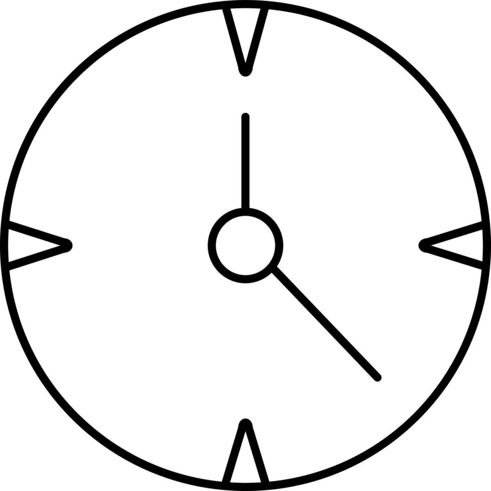 Black Outline Illustration Of Clock icon. vector
