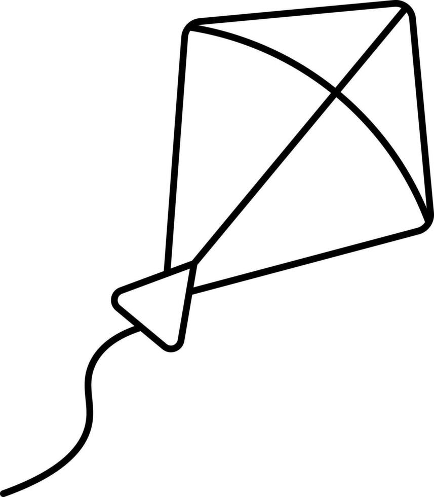 Black Thin Line Art Of Flying Kite Icon. vector