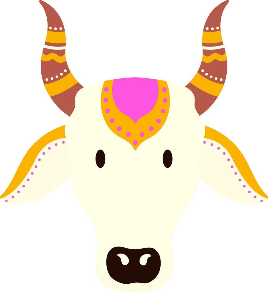 indio animal personaje de vaca o buey cara plano icono. vector