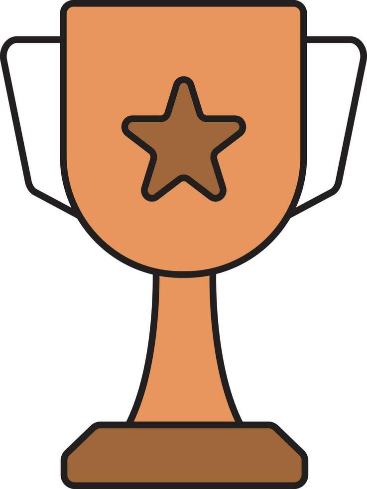 Star Trophy Cup Icon In Brown Color. vector