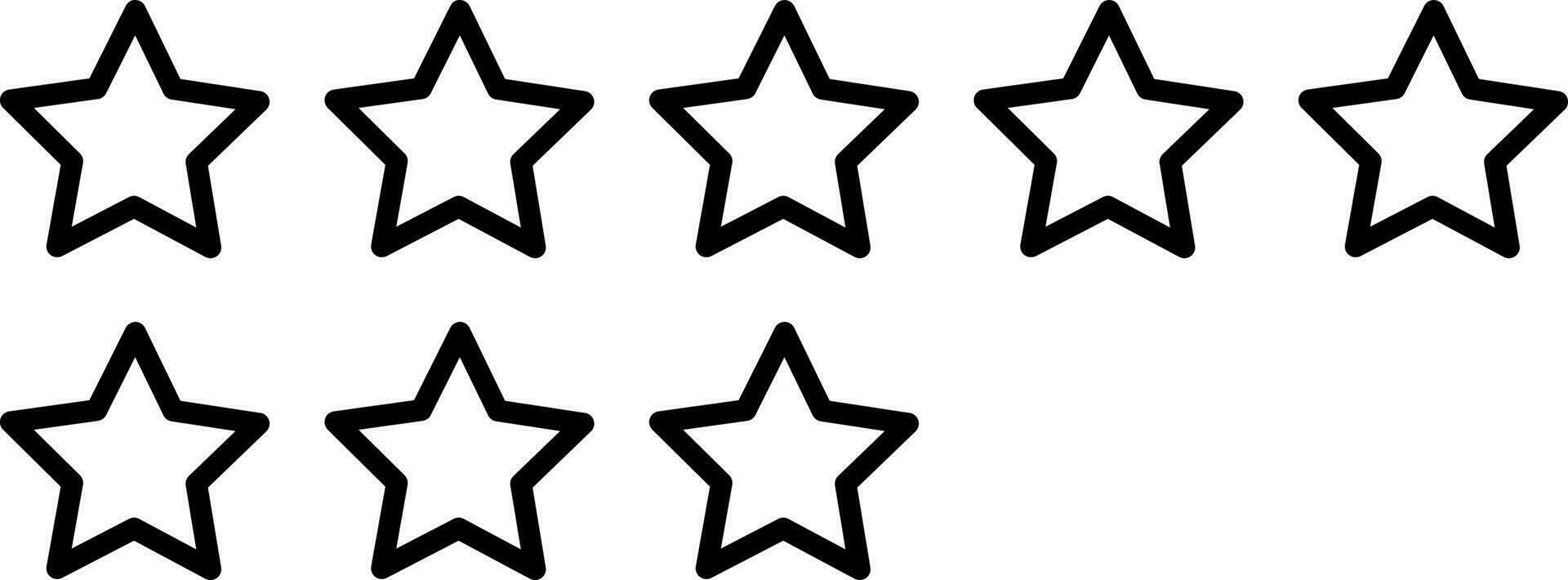 Delgado línea Arte de 8 clasificación estrella icono. vector