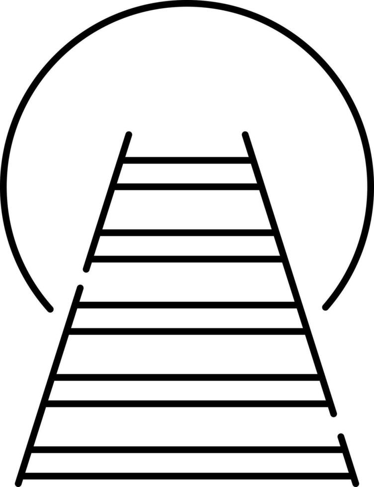 Black Outline Illustration Of Railway Tunnel icon. vector