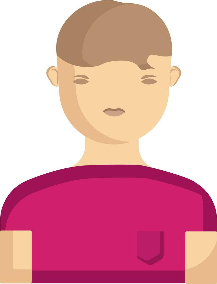 Flat Vector Illustration Of Cute Young Man Cartoon Pink Icon.