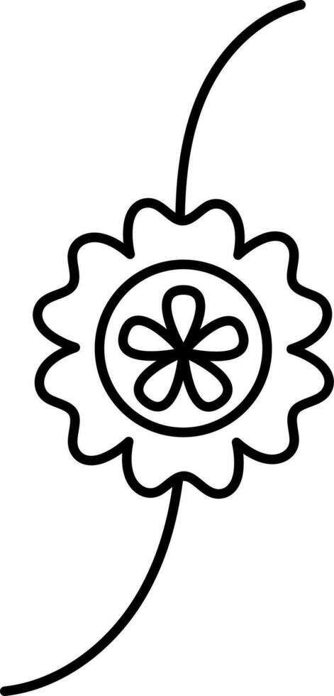 Beautiful Floral Rakhi Icon In Black Line Art. vector