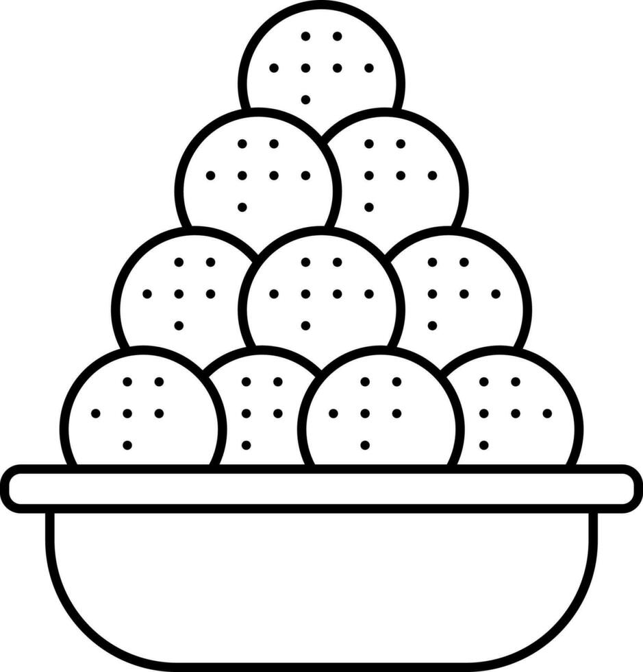 Black Line Art Illustration Of Sweets Ball Bowl Icon. vector