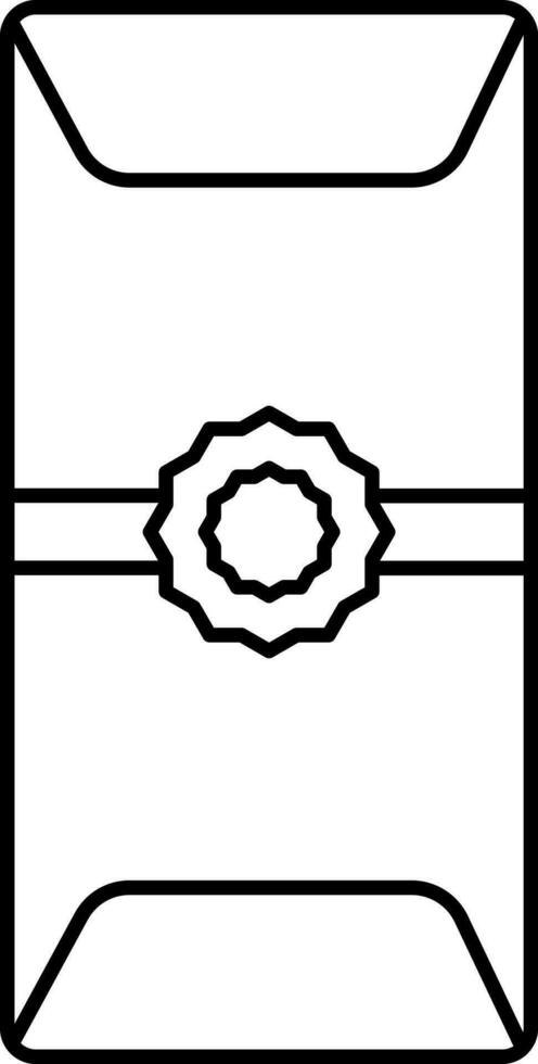 Black Line Art Money Cover With Floral Ribbon Icon Or Symbol. vector