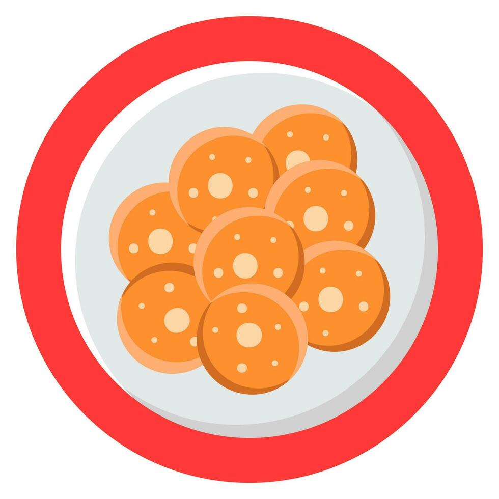 Halva Dish Plate Sticker In Orange Color. vector