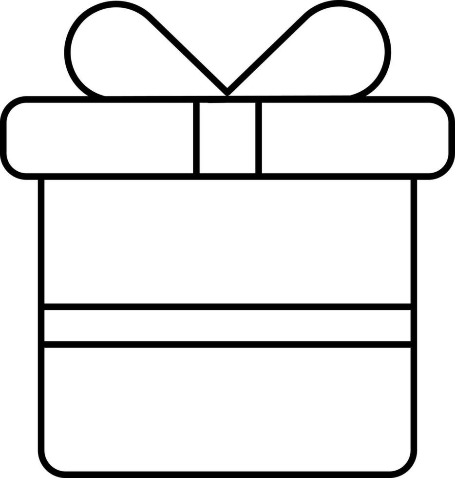 Isolated Gift Box Icon In Black Thin Line Art. vector