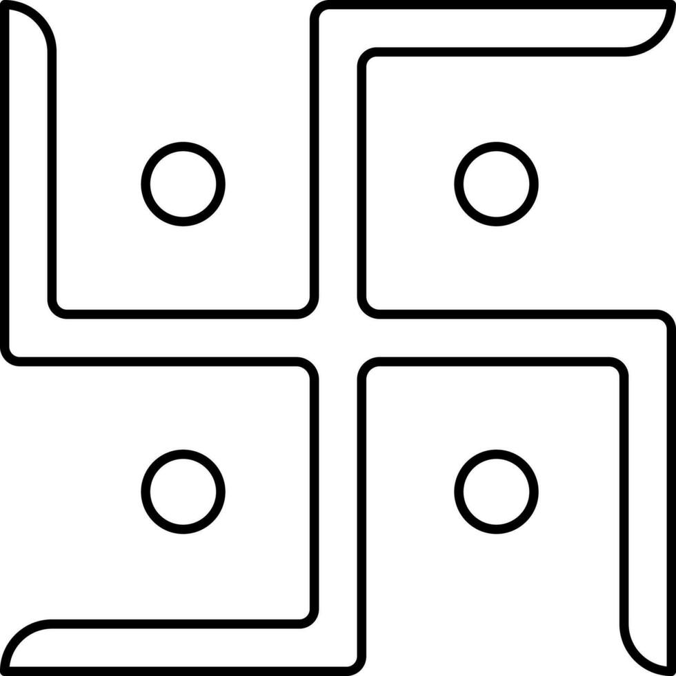 Black Linear Style Swastika Symbol Or Icon. vector