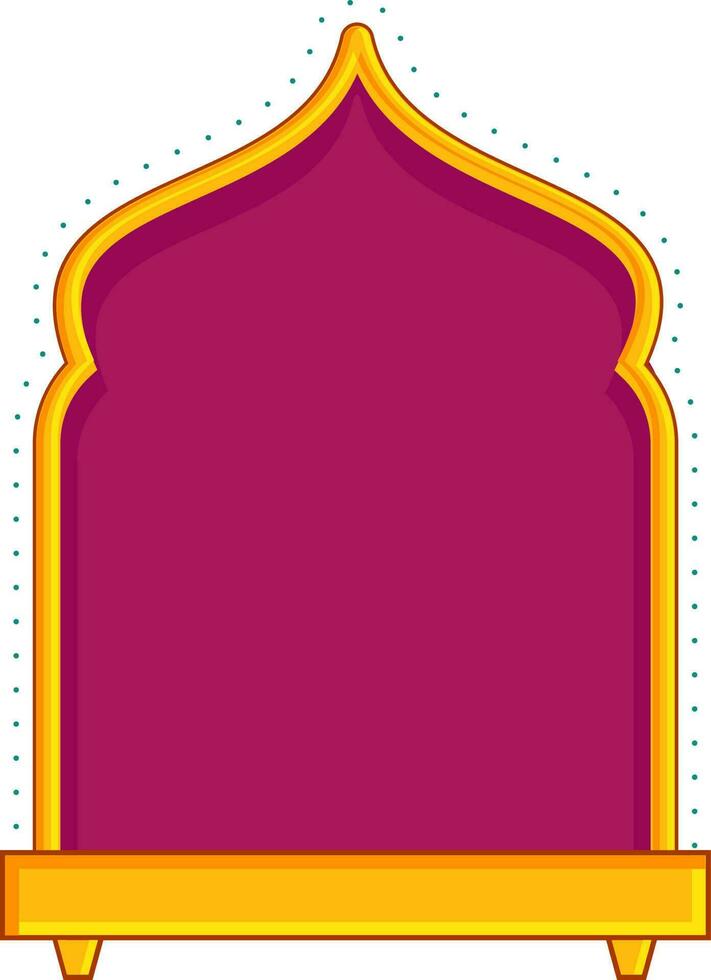 Pink And Yellow Illustration Of Temple Frame Flat Element. vector