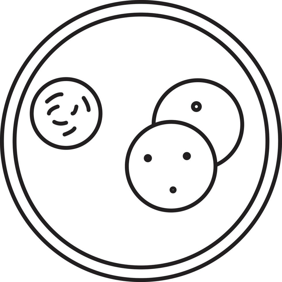 Close View Of Poori Dish Plate Linear Icon. vector