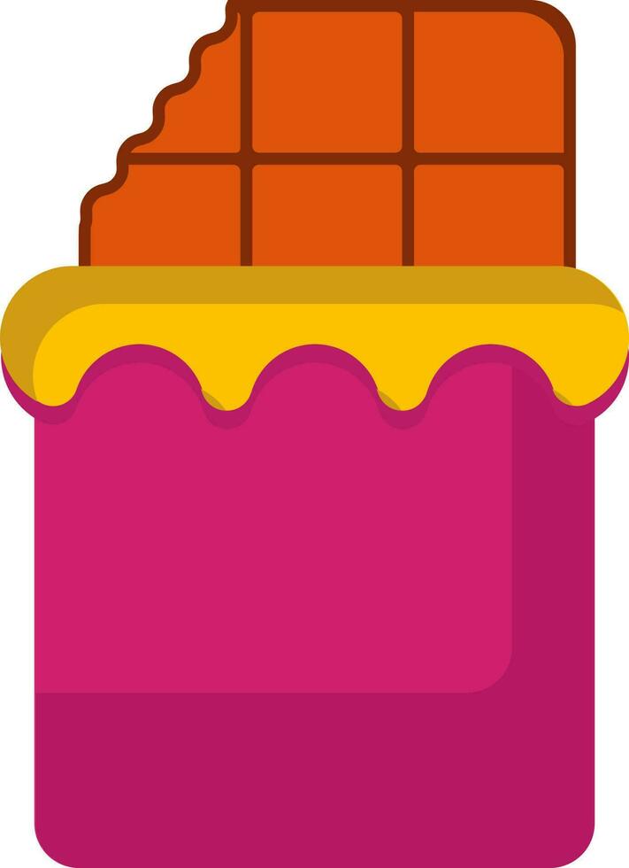 Eaten Chocolate Bar With Wrapper Colorful Icon. vector