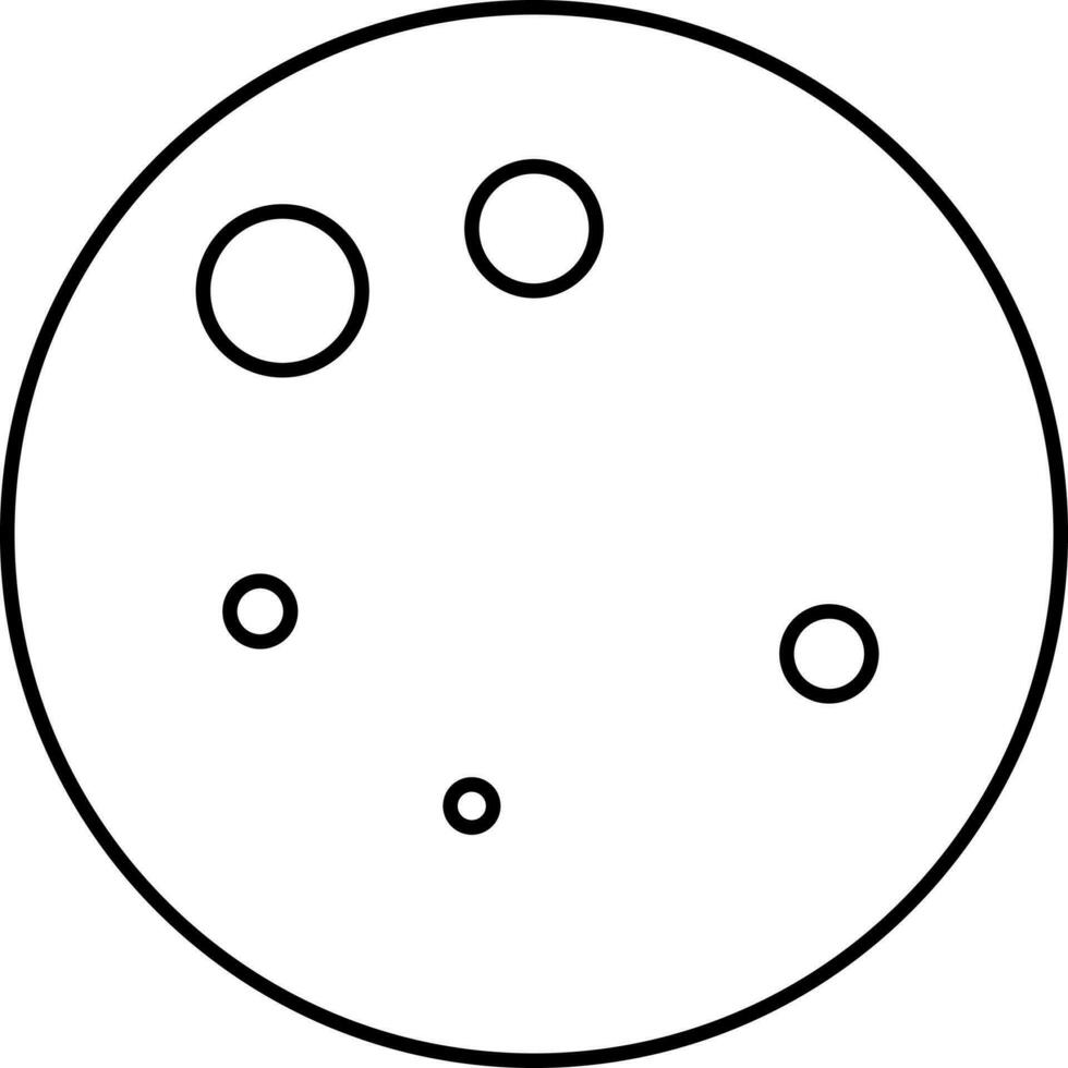 Black Thin Line Art Of Full Moon Icon. vector