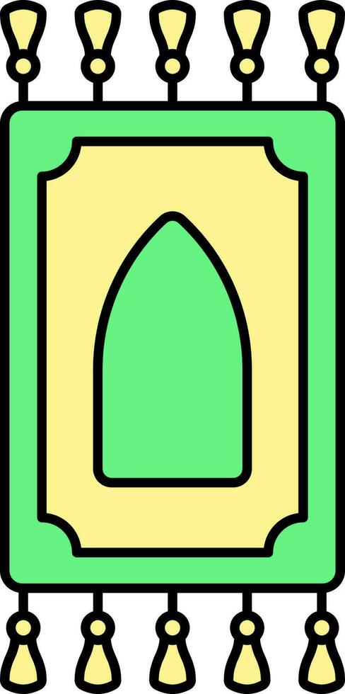 plano estilo alfombra verde y amarillo icono. vector