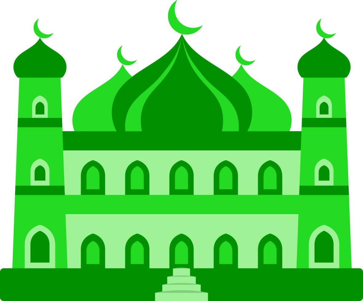 Green Illustration Of Mosque Icon In Flat Style. vector