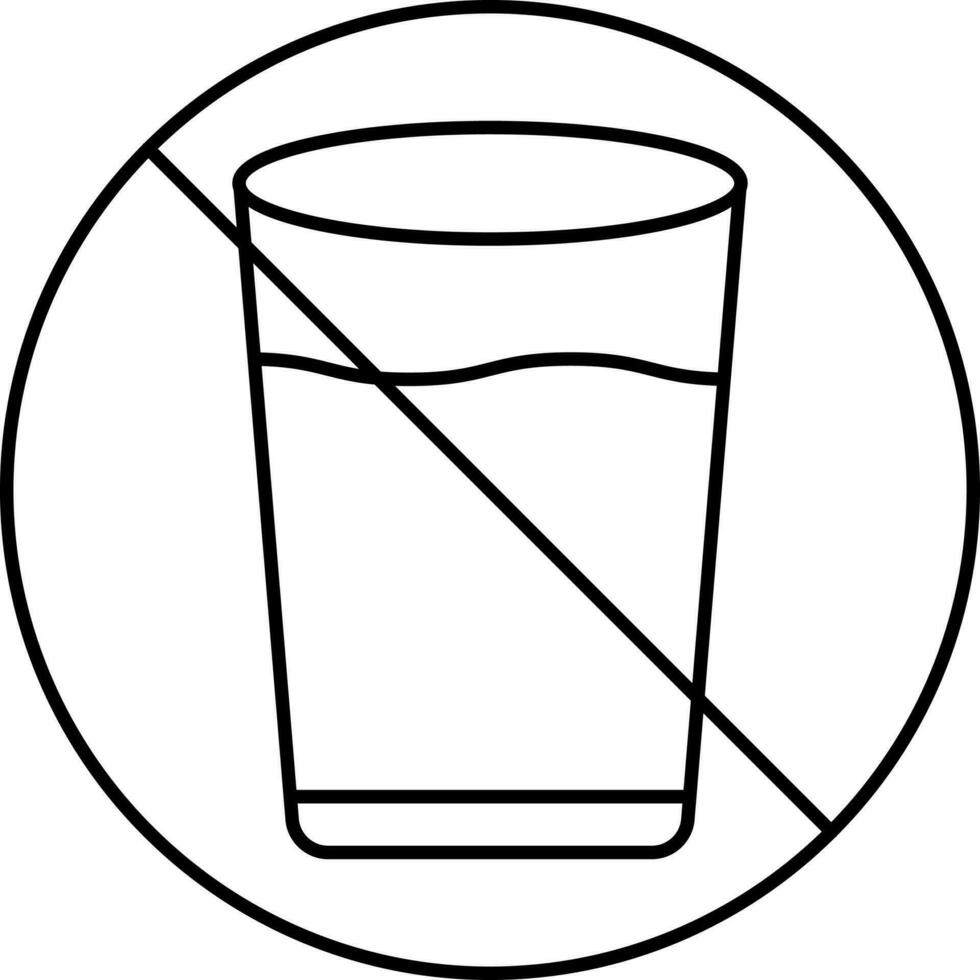 Black Line Art No Drink Icon Or Symbol. vector