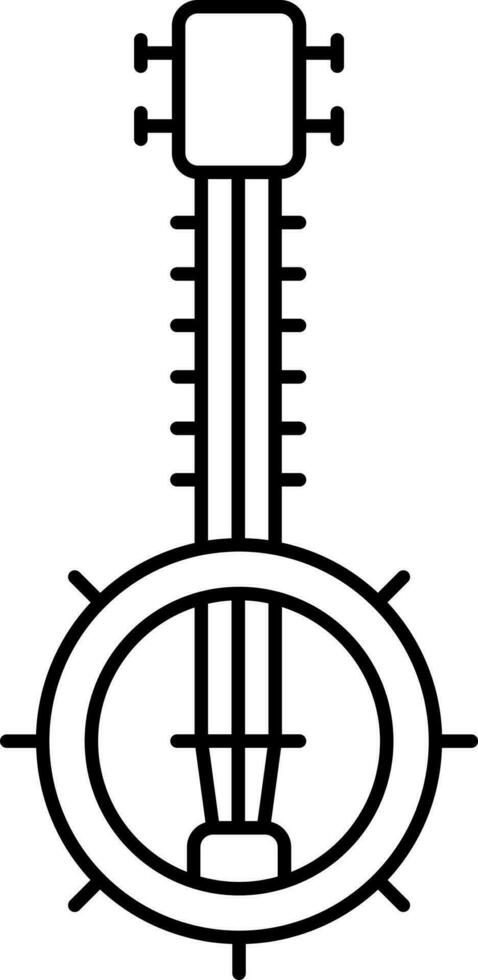 Black Linear Style Banjo Icon. vector