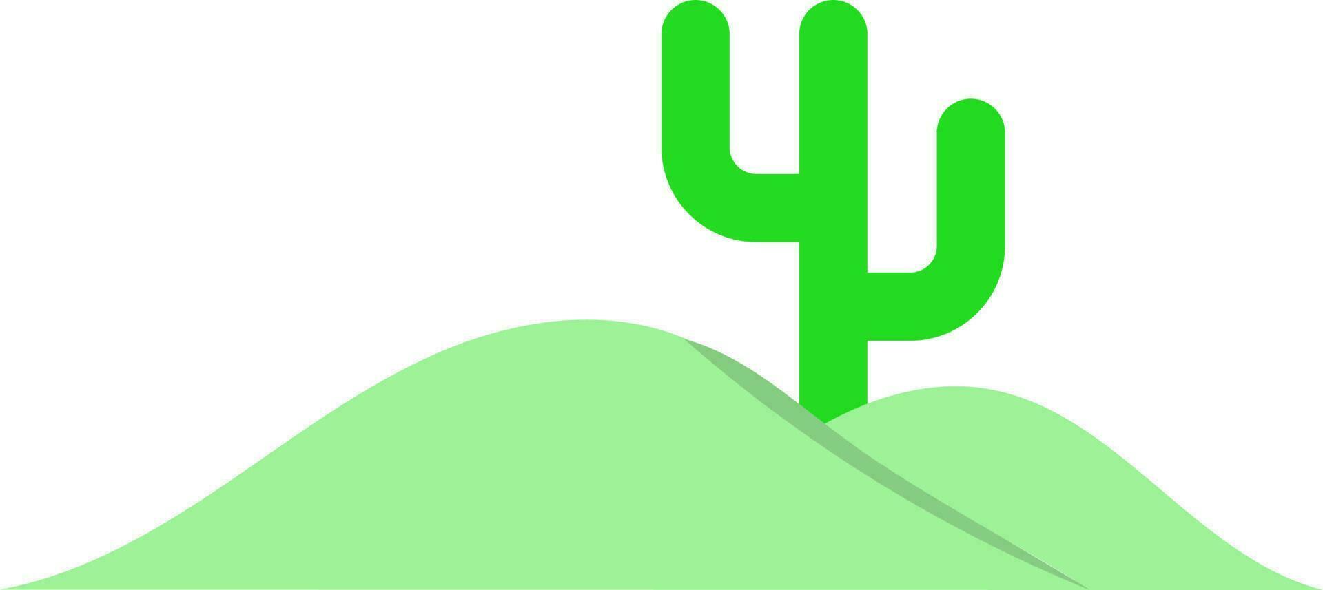 Desierto tierra con cactus planta verde icono en plano estilo. vector