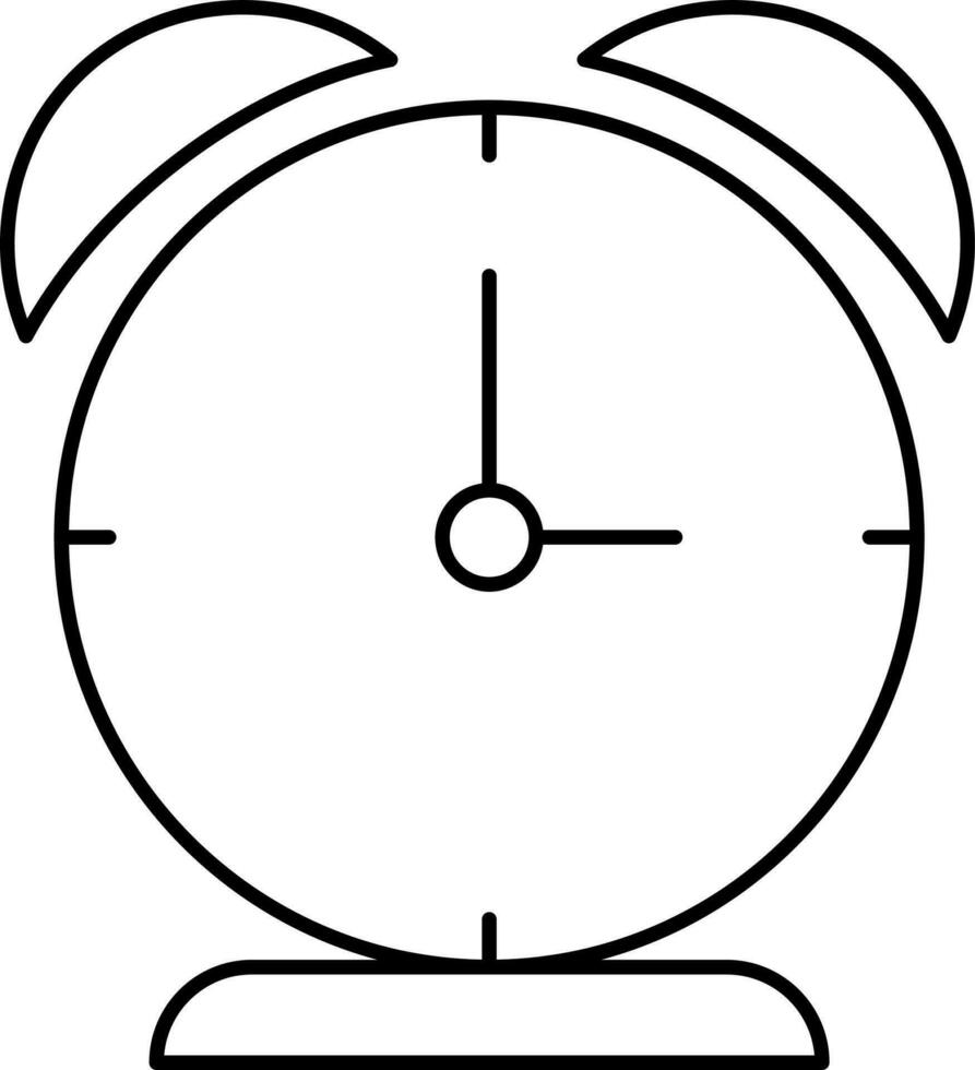 Isolated Alarm Clock Icon In Black Line Art. vector