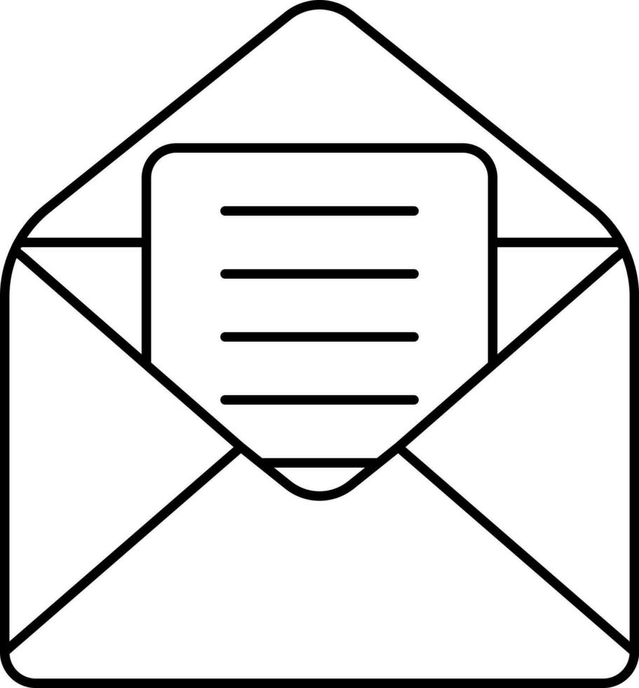 Black Line Art Illustration Of Mail Icon. vector