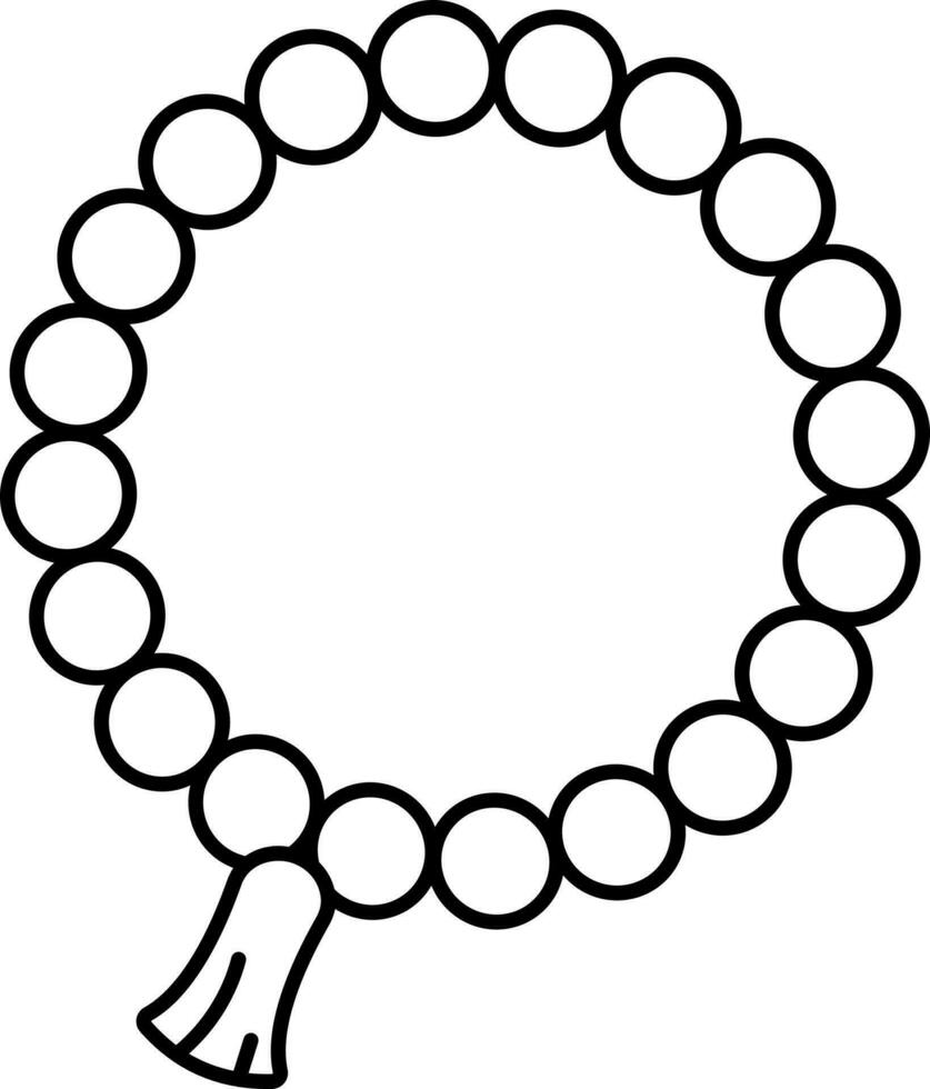 Black Thin Line Art Tasbih Flat Icon. vector
