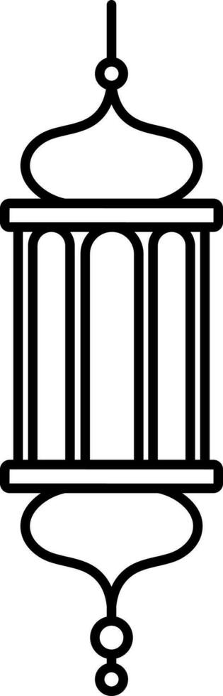 negro línea Arte Arábica linterna colgar plano icono. vector
