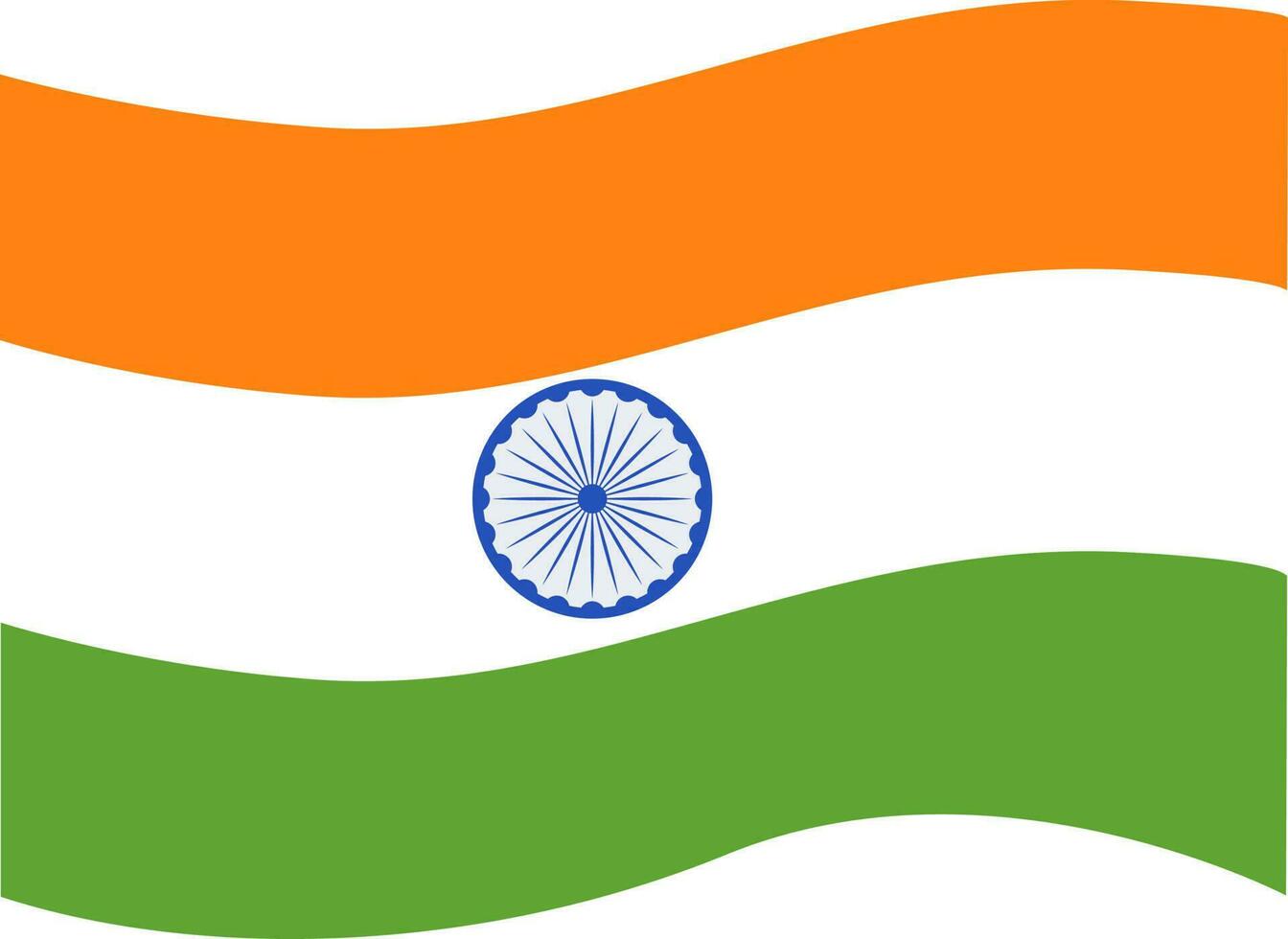 Tricolor Wavy Indian National Flag In Flat Design. vector