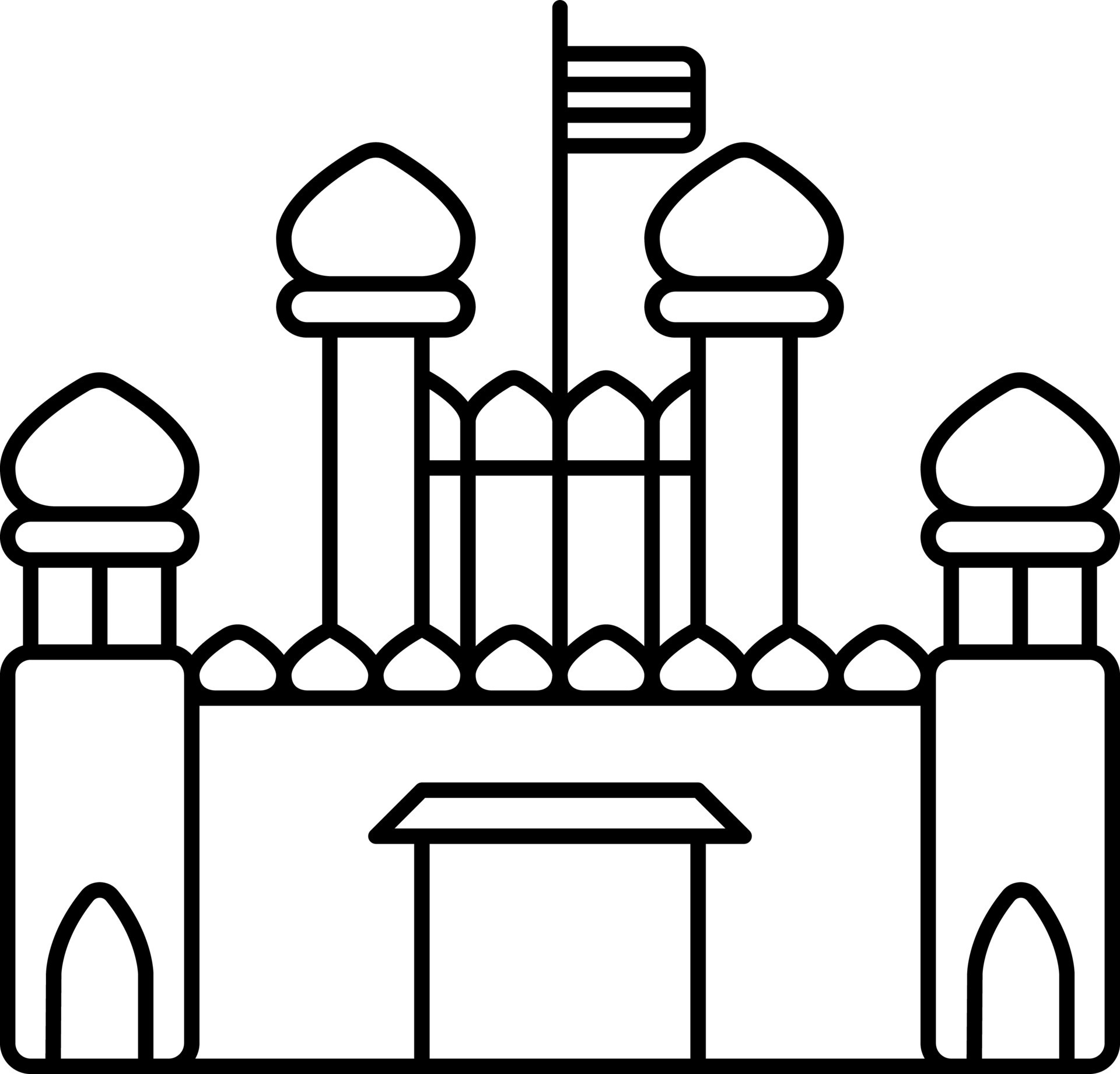 Flag with red fort outline icon 24157593 vector art at vecteezy