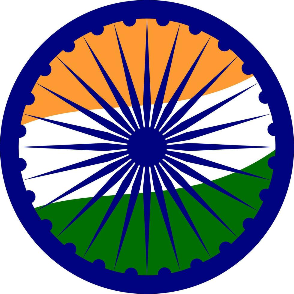 Isolated Ashoka Wheel, Indian Flag Color Icon In Flat Style. vector