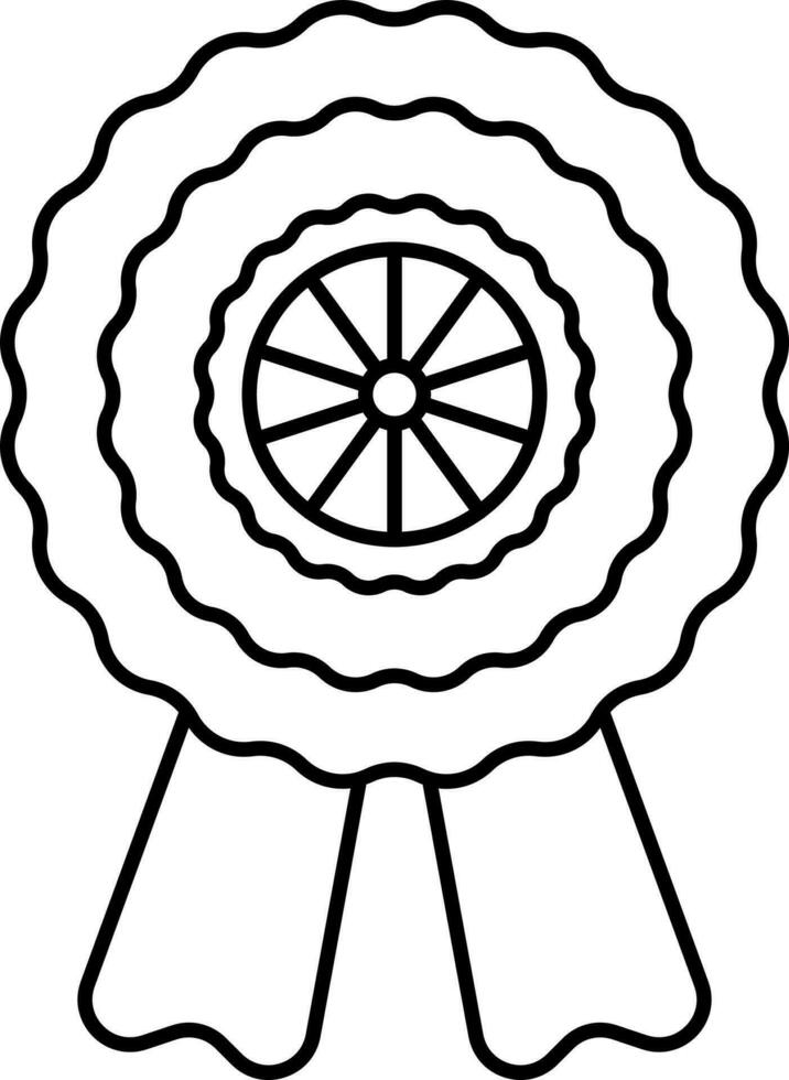 Ashoka Wheel Badge Thin Line Icon. vector