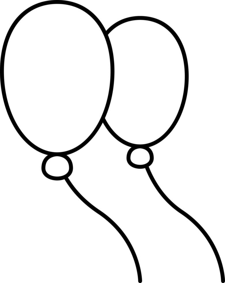 Balloons With Thread Icon In Black Outline. vector