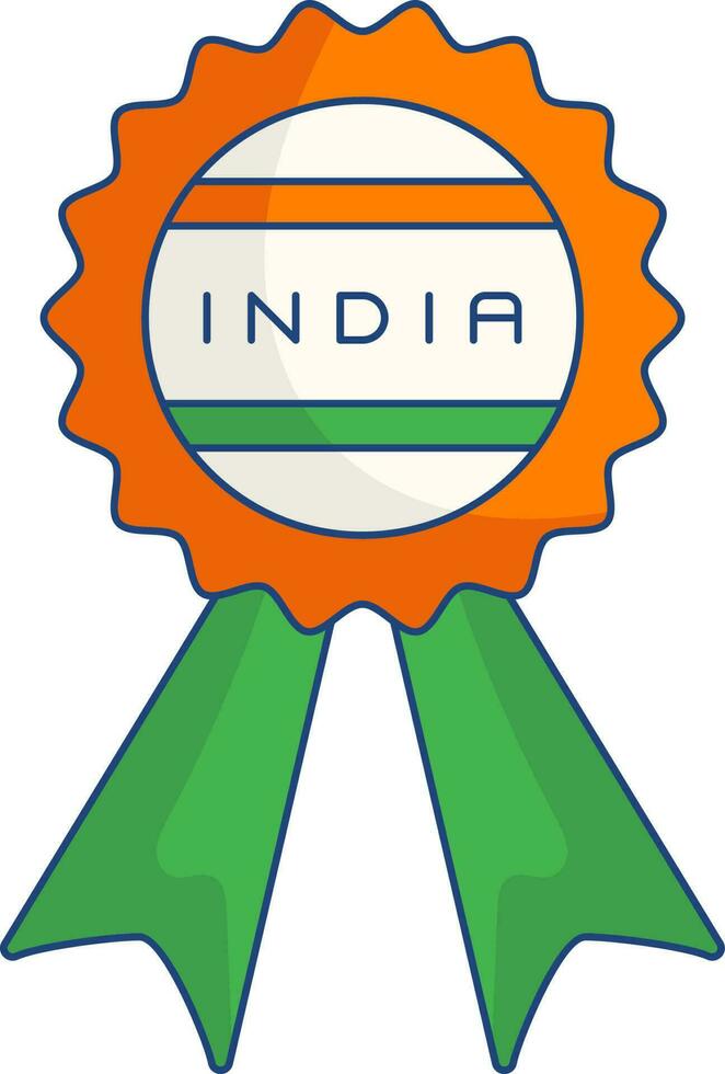 Isolated Indian National Flag Color Floral Badge Icon. vector