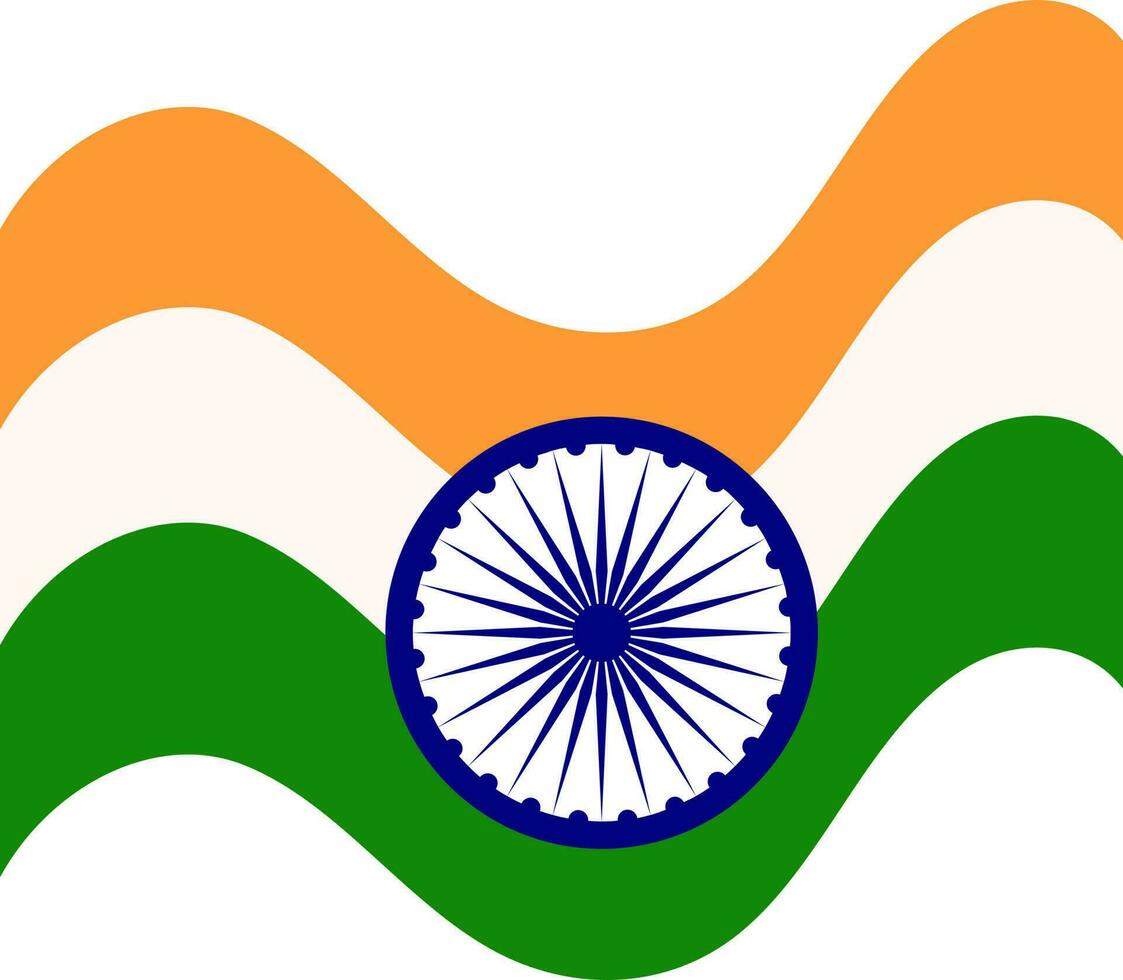 Wavy Indian National Flag Icon In Flat Style. vector