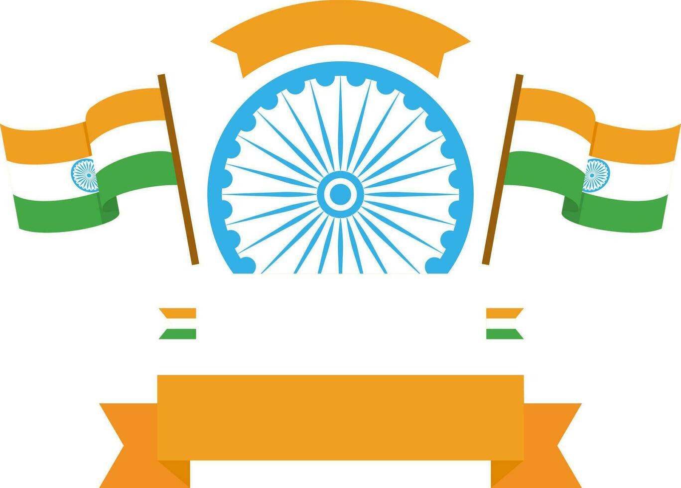 Blank Ribbon With Indian Wavy Flag With Ashoka Wheel Background. vector