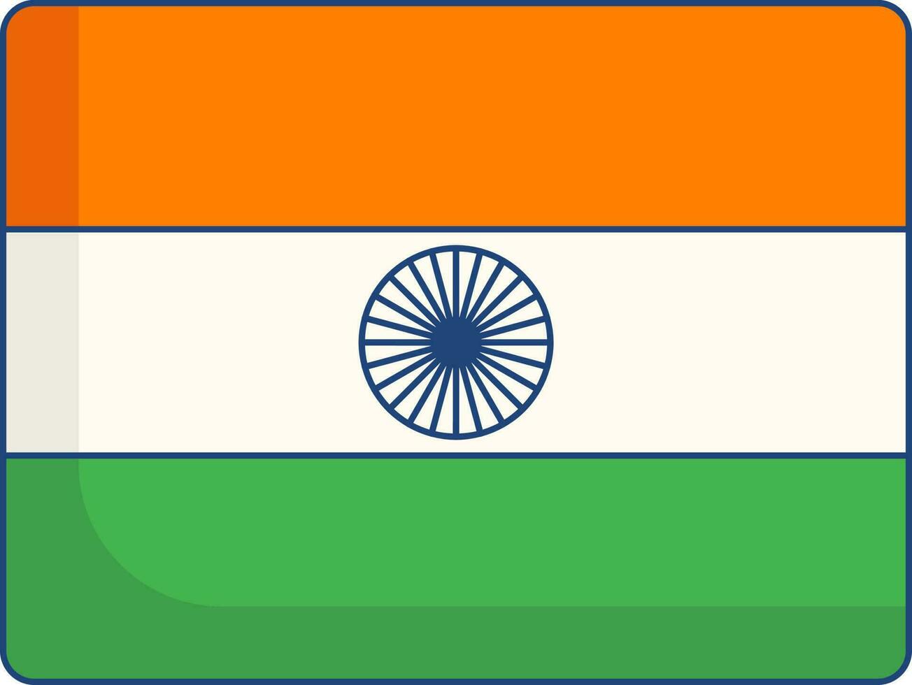 aislado tricolor indio nacional bandera en plano diseño. vector