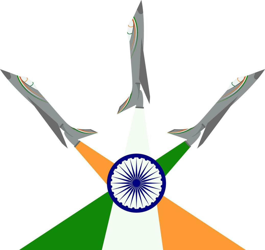 Fighter Jet In Tricolour Icon In Flat Style. vector