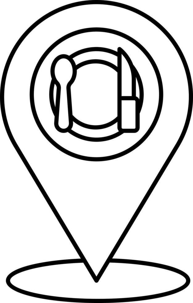 Restaurant Location Center Icon In Line Art. vector