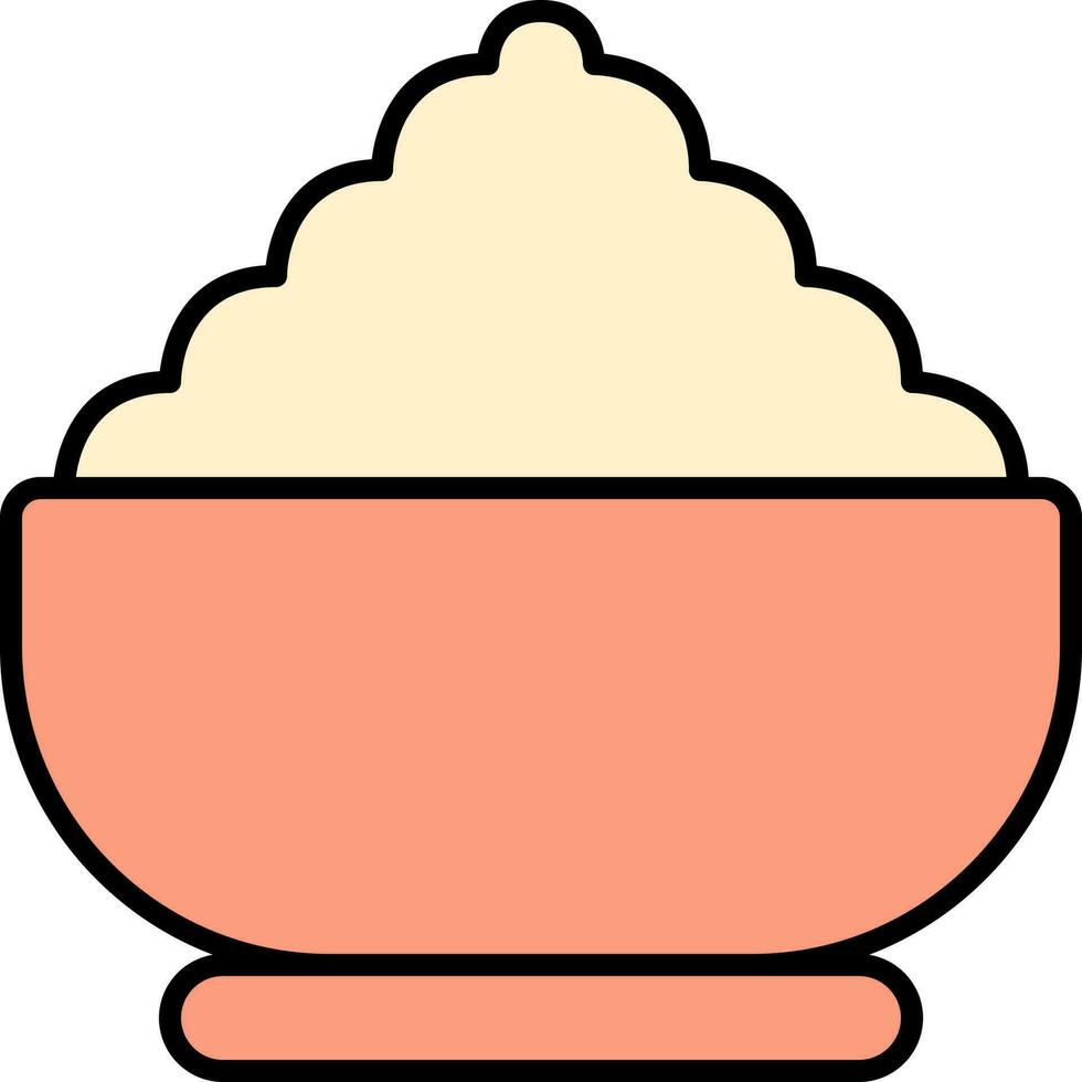 Rice Bowl Yellow And Orange Icon In Flat Style. vector