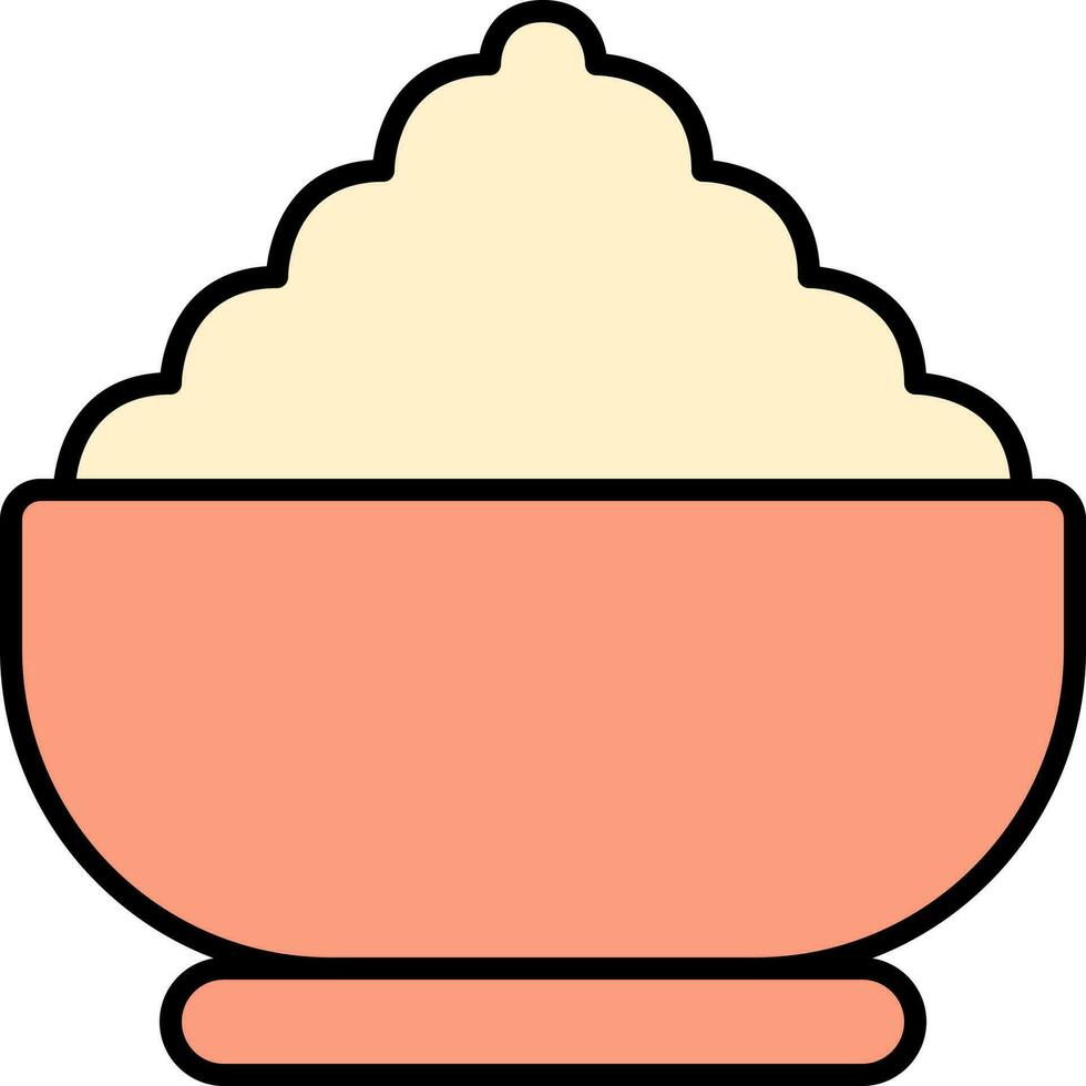 Rice Bowl Yellow And Orange Icon In Flat Style. vector