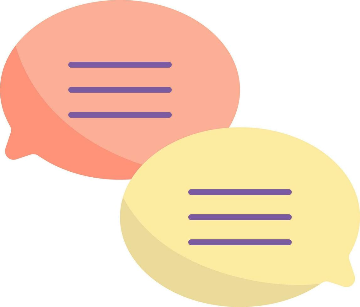 Peach And Yellow Message Bubble Flat Icon. vector